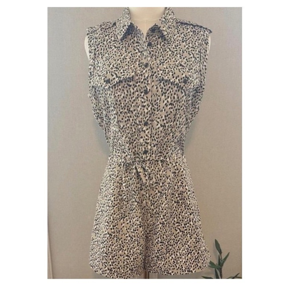 Banana Republic Leopard Print Sleeveless Utility Romper - Size 8P